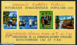 Laos 1980 Revolutionary Party S/s, Mint NH, Nature - Science - Various - Water, Dams & Falls - Education - Agriculture.. - Agricoltura