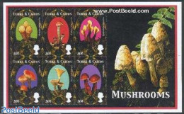 Turks And Caicos Islands 2000 Mushrooms 6v M/s, Mint NH, Nature - Mushrooms - Champignons