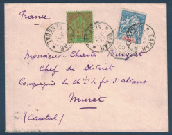 LETTRE CAD DAKAR SÉNÉGAL 1900 AFFRANCHIE À 35c GROUPE N° 13 ET 14 CACHET MARITIME BUENOS AYRES BORDEAUX Pr MURAT FRANCE - Briefe U. Dokumente