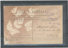 CACHET MILITAIRE -76 PONTS ET MARAIS-CP  FRAPPE TTB -DOUBLE  CERCLE VIOLET , 34mm -SERVICE DES G.V.C/* PONTS ET MARAIS * - Oorlog 1914-18