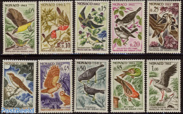 Monaco 1962 Birds 10v, Unused (hinged), Nature - Birds - Owls - Storks - Ongebruikt