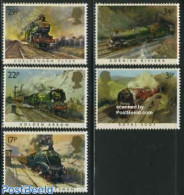 Great Britain 1985 Locomotives 5v, Mint NH, Transport - Railways - Art - Paintings - Nuevos