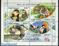 Vietnam 1996 Taipei 96, Animals 4v M/s, Mint NH, Nature - Animals (others & Mixed) - Birds - Cat Family - Monkeys - Rh.. - Andere & Zonder Classificatie