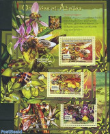 Guinea, Republic 2007 Orchids & Bees 3 S/s, Mint NH, Nature - Bees - Flowers & Plants - Insects - Orchids - Other & Unclassified