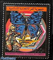 Comoros 1989 Scouting, Butterfly 1v Gold, Mint NH, Nature - Sport - Butterflies - Scouting - Komoren (1975-...)