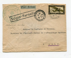 !!! INDOCHINE, LETTRE PAR AVION DE SAIGON POUR ORLY DE 1935 CACHET DIRECTION DES CN (CONSTRUCTIONS NAVALES) - Covers & Documents