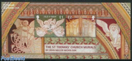 Isle Of Man 2013 St Thomas Church Murals S/s, Mint NH, Religion - Angels - Churches, Temples, Mosques, Synagogues - Re.. - Cristianesimo