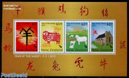 New Zealand 2015 Year Of The Sheep S/s, Mint NH, Nature - Religion - Various - Birds - Cattle - Churches, Temples, Mos.. - Ungebraucht