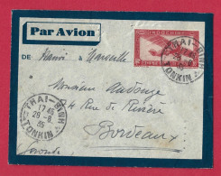 !!! INDOCHINE, ENTIER POSTAL PAR AVION DE THAI-BINH, TONKIN POUR BORDEAUX DE JUIN 1935 - Posta Aerea