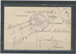 CACHET MILITAIRE -76 ROUEN-CP  FRAPPE TTB -DOUBLE  CERCLE VIOLET , 38mm -TRAIN SANITAIRE / *P.L.M N°40 * - Guerre De 1914-18