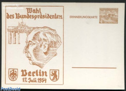 Germany, Berlin 1954 Postcard 4pf, Presidential Elections, Unused Postal Stationary - Covers & Documents