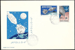 Romania Space FDC Cover 1969. "Apollo 10" - Europe