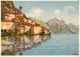 13905697 Gandria_Lago_di_Lugano Motiv Kuenstlerkarte - Autres & Non Classés
