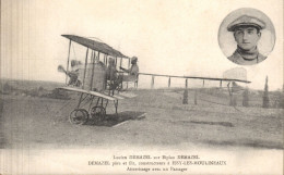 Lucien Demazel Sur Biplan DEMAZEL - Atterrissage Avec Un Passager - Flieger