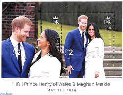 Guernsey 2018 Prince Harry And Meghan Markle Wedding S/s, Mint NH, History - Kings & Queens (Royalty) - Familias Reales