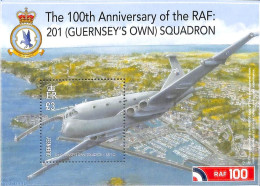 Guernsey 2018 201 (Guernsey's Own) Squadron, 100 Years RAF S/s, Mint NH, Transport - Aircraft & Aviation - Aviones