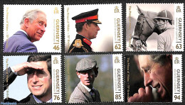 Guernsey 2018 Prince Charles 70th Birthday 6v, Mint NH, History - Nature - Kings & Queens (Royalty) - Horses - Familias Reales