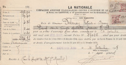 BOURG - AIN  - ASSURANCE LA NATIONALE  - RECU EN 1918 - Other & Unclassified