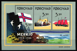 Färöer Block 4 Mit 200-202 Postfrisch Schifffahrt #HD849 - Färöer Inseln