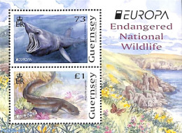 Guernsey 2021 Europa, Endangered Species S/s, Mint NH, History - Nature - Europa (cept) - Fish - Sharks - Pesci