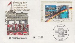 Deutschland Mi.1481 II + 1482 II - FDC Jahrestag Der Maueröffnung - Berliner Mauer - (Blockausschnitt) - Storia Postale