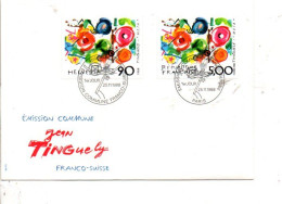FDC 1988 EMISSION FRANCE-SUISSE PEINTURE DE TINGUELY - 1980-1989