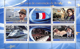 Guinea Bissau 2008 50 Years Treaty Of Rome, France 4v M/s, Mint NH, History - Transport - Europa Hang-on Issues - Rail.. - Idées Européennes