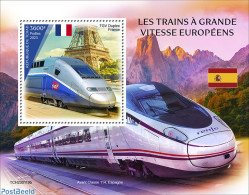 Chad 2023 European Speed Trains, Mint NH, Transport - Railways - Art - Architecture - Other & Unclassified