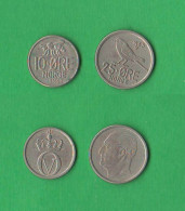 Norway Norge 10 + 25  øre 1963 Norrvegia Nickel  Coin K 411 E 407 - Norway