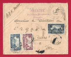 !!! LETTRE FM PAR AVION DE LA BASE AÉRONAVALE DE DAKAR POUR LA FRANCE DE 1941, MARINE NATIONALE EN AOF, SERVICE A LA MER - Storia Postale