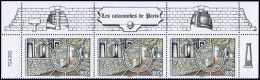 FRANCE 2023 -  LES CATACOMBES DE PARIS - Bande De 3 Haut De Feuille Avec Texte - Neuf ** - Unused Stamps