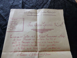 VP-82 , Militaria, Manuscrit 24e Régiment D'infanterie Coloniale, Ordre Général, Nomination Légion D'Honneur, 1918 - Documents