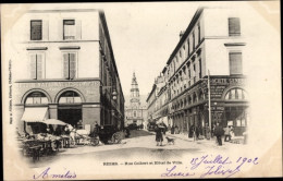 CPA Reims-Marne, Rue Colbert, Rathaus - Autres & Non Classés