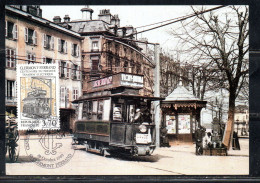 FRANCE FRANCIA 1989 CLERMONT-FERRAND TRAMWAY CENTENARY 1er ELECTRIQUE 3.70fr MAXI MAXIMUM CARD CARTE - 1980-1989