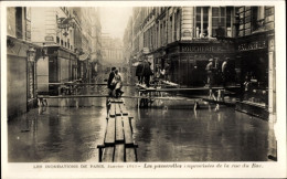 CPA Paris VII, Überschwemmungen 1910, Fußgängerbrücken, Rue Du Bac - Other & Unclassified