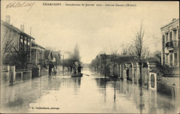 CPA Champigny-sur-Marne Val De Marne, Überschwemmungen 1910, Avenue Carnot - Autres & Non Classés