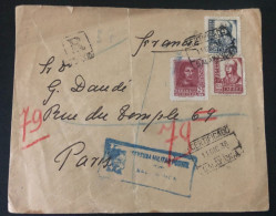 ESPAGNE - Enveloppe En Recommandé De Salamanca Pour Paris En 1938 Avec Cachet De Censure Militaire - Covers & Documents