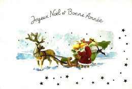 CPM Double - Joyeux Noël Et Bonne Année - Père Noël Et Son Traineau - Otros & Sin Clasificación