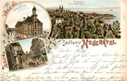 13863217 Neuchatel NE Vue Generale Hôtel Des Postes Rue De L Hôpital Litho Neuch - Autres & Non Classés