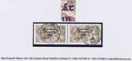 Ireland 1922-23 Thom Saorstát 3-line Overprint In Blue-black On 2/6d, Var "Accent Touching A", Fresh Used Pair - Oblitérés