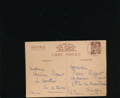 LETTRE FRANCE ENTIER POSTAL IRIS PRIX DE VENTE 0.90 .CARTE POSTALE PREIMPRIMEE écrite Aisne - Standard Postcards & Stamped On Demand (before 1995)