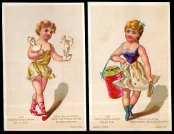 (Lot De 2) CHROMO "LES PETITS MARCHANDS DE LA RUE" ** (de Statuettes) Cupidon Vénus & (bonbons ?) - Otros & Sin Clasificación