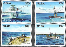 ARUBA, 2021, MNH,FISHING TECHNIQUES, BOATS, 4v - Pesci