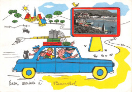 83 / Bien Arrivés à BANDOL Automobile Dessin CPSM GF 1964 - Bandol