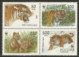 AS-98 Russia Se-tenant Tigre Tiger Tigger Félin Feline MNH ** Neuf SC - Felinos