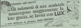 Detersivo Per Indumenti Di Seta LUX - Pubblicità 1930 - Advertising - Advertising