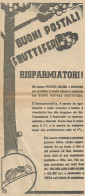 Buoni Postali Fruttiferi - Pubblicità 1935 - Advertising - Pubblicitari