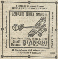 Aeroplano Eureka - Magazzini Bianchi - Pubblicità 1916 - Advertising - Pubblicitari