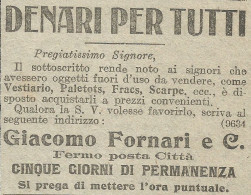 Denari Per Tutti - Giacomo Fornari - Pubblicità 1916 - Advertising - Pubblicitari