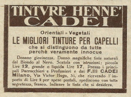 Tinture Per Capelli Hennè Cadei - Pubblicità 1930 - Advertising - Pubblicitari